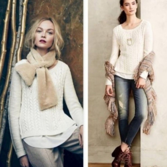 Anthropologie Sweaters - Anthropologie Moth Cream Layered Sweater